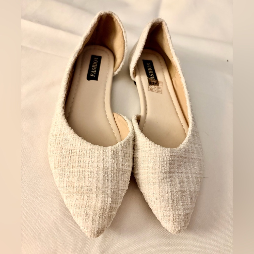 SHEIN Off-White Textured Women's Flats